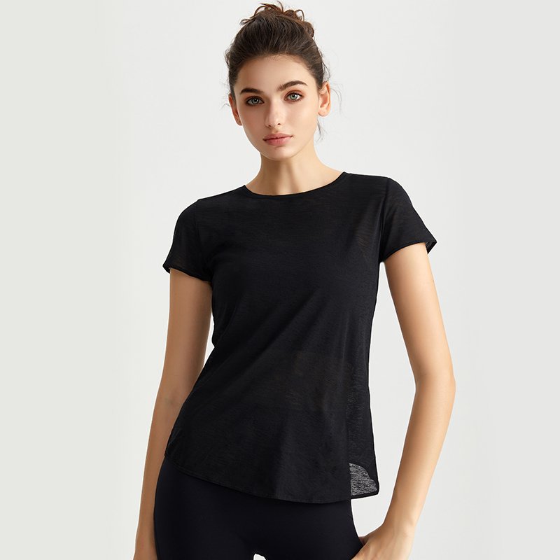 MOFEE Short Sleeve Yoga Tee DX-5057 in Black