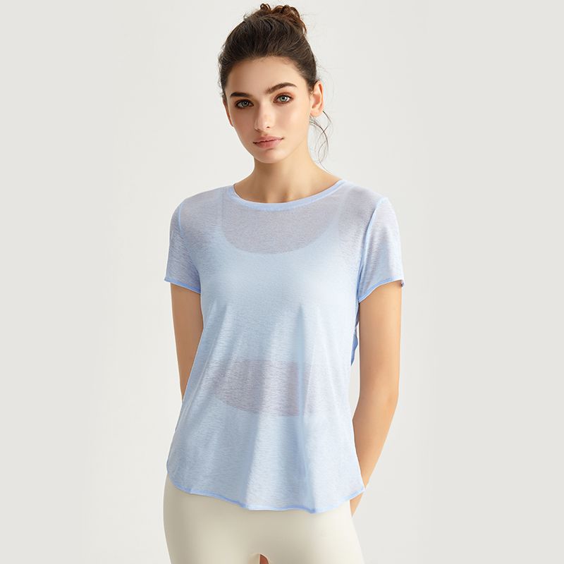 MOFEE Short Sleeve Yoga Tee DX-5057 in Blue