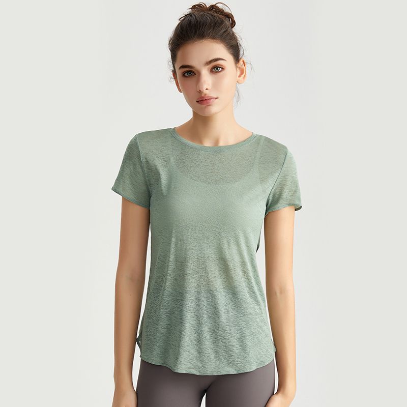 MOFEE Short Sleeve Yoga Tee DX-5057 in Gray