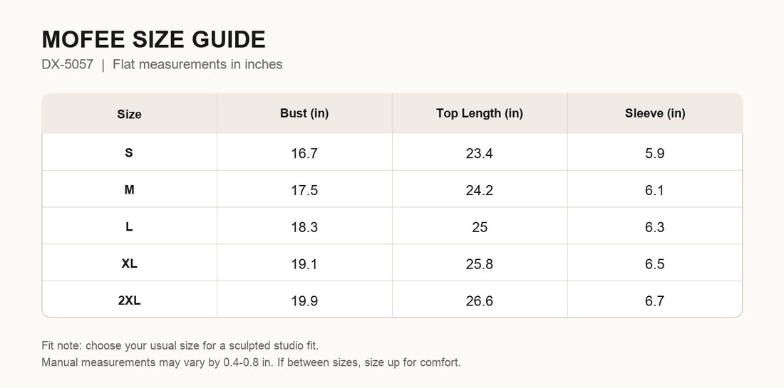MOFEE Size Guide DX-5057