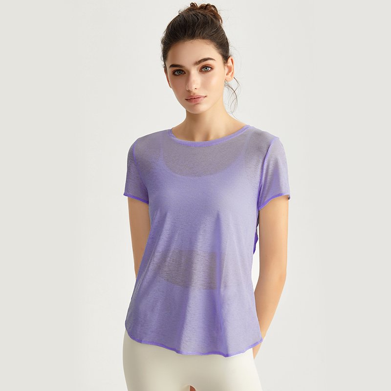 MOFEE Short Sleeve Yoga Tee DX-5057 in Purple