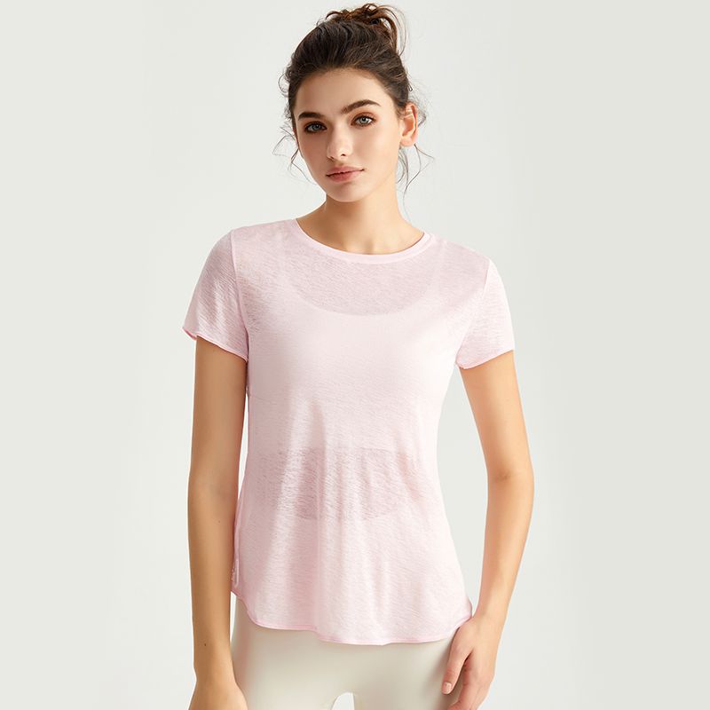 MOFEE Short Sleeve Yoga Tee DX-5057 in Strawberry Milkshake