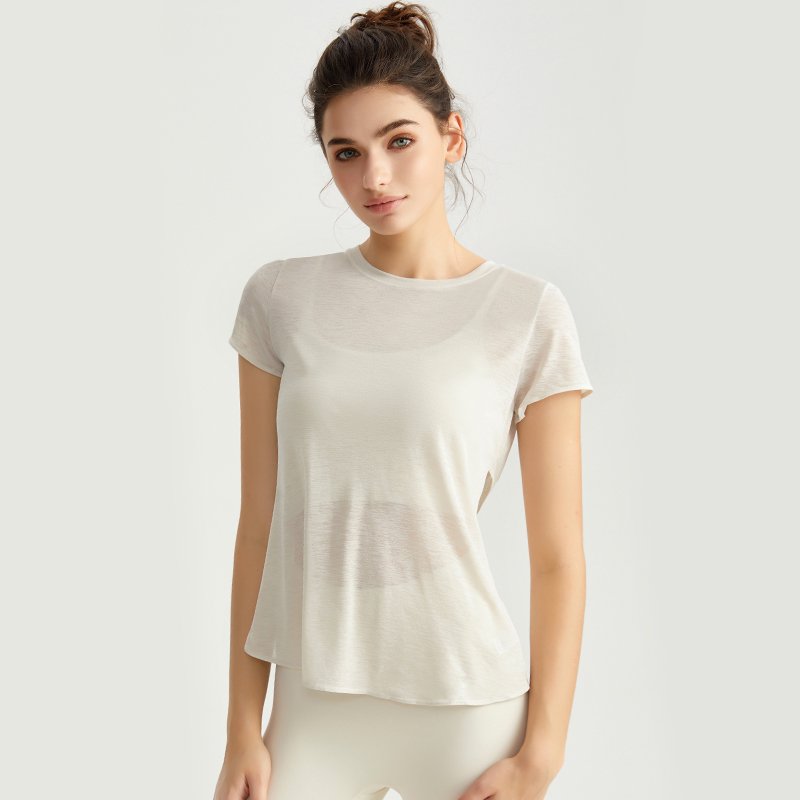 MOFEE Short Sleeve Yoga Tee DX-5057 in White