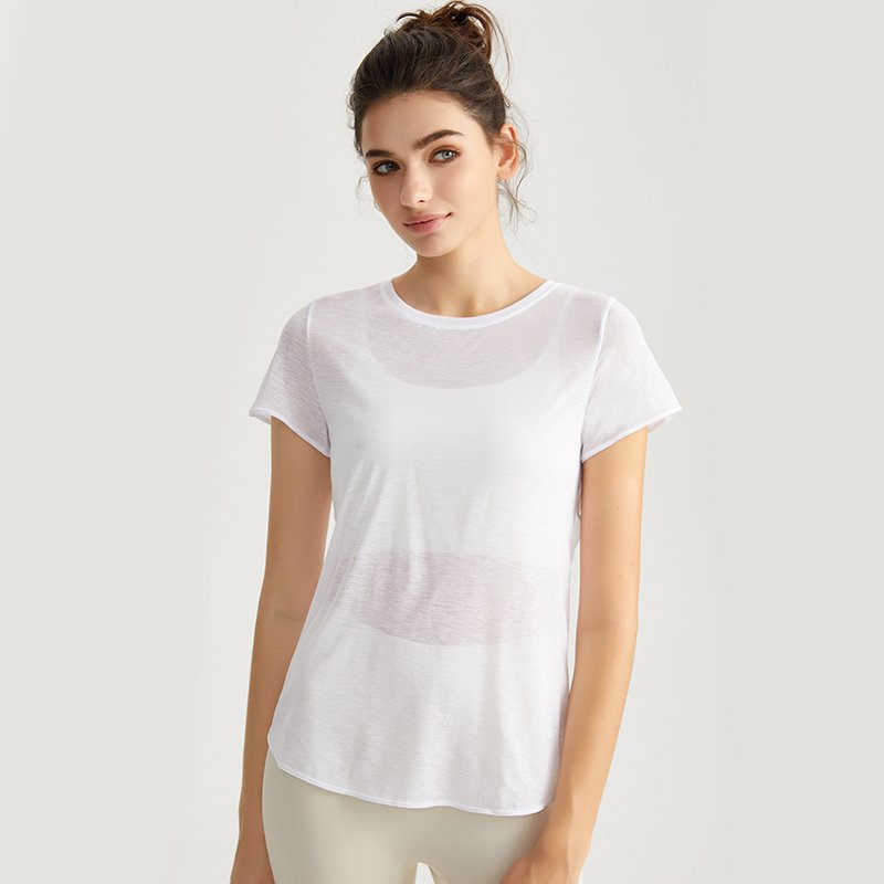 MOFEE Short Sleeve Yoga Tee DX-5057 in Pure White