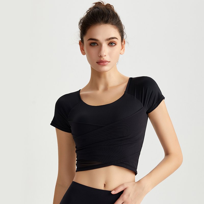 MOFEE Short Sleeve Yoga Tee DX-5060 in Fashion Black