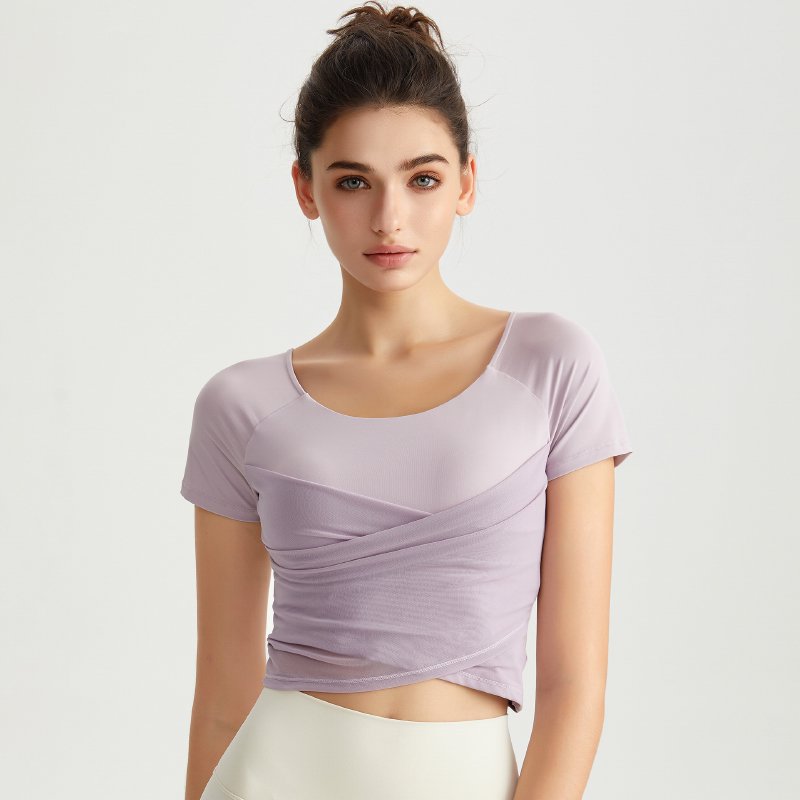 MOFEE Short Sleeve Yoga Tee DX-5060 in Gray