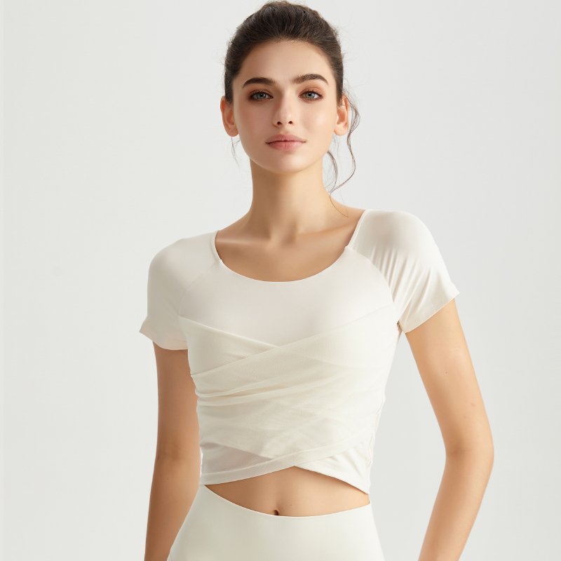 MOFEE Short Sleeve Yoga Tee DX-5060 in White