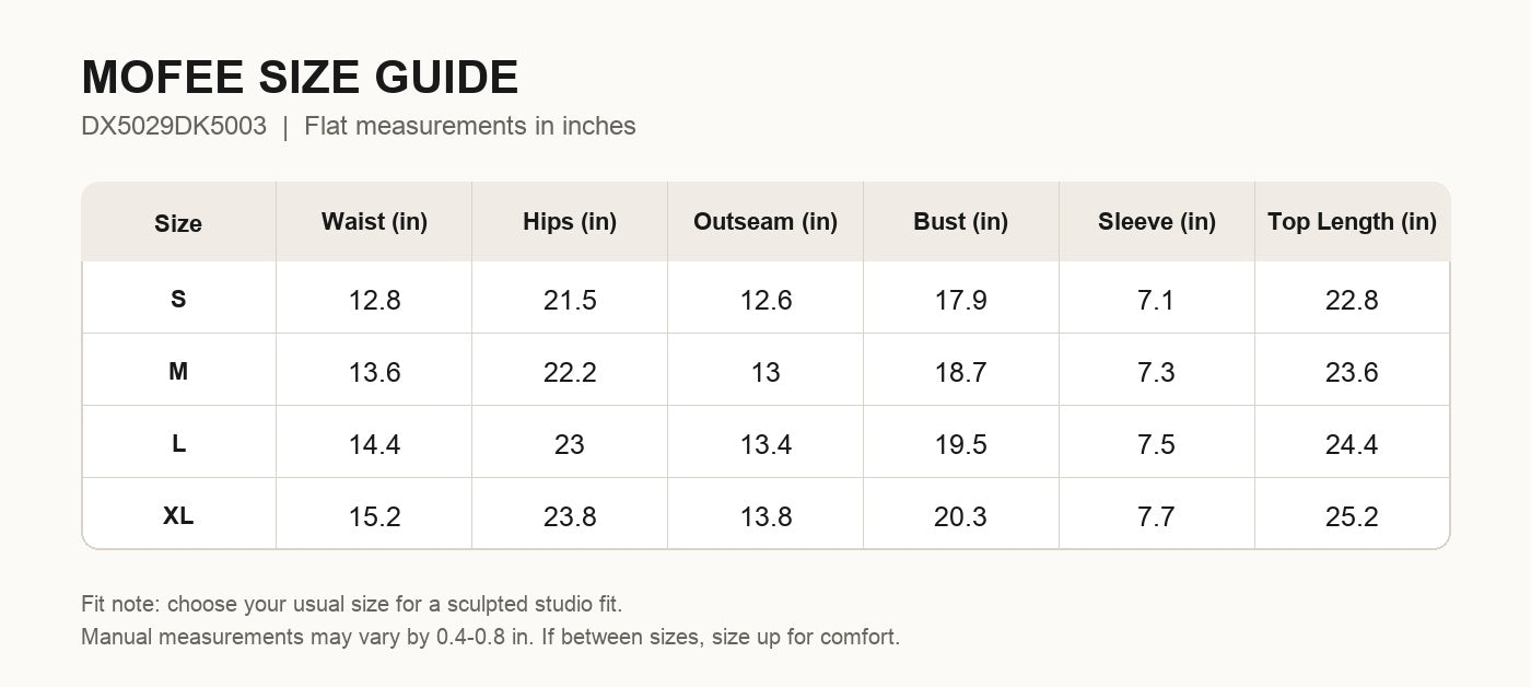 MOFEE Size Guide DX5029DK5003