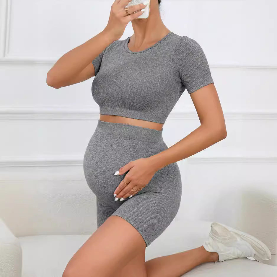 MOFEE Matching Yoga Set FLV-403YDXYDK in Milk Tea Coffee Shorts