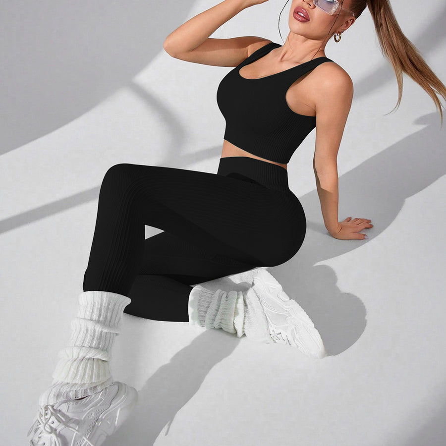MOFEE Matching Yoga Set FLV-619-WX9K in Black