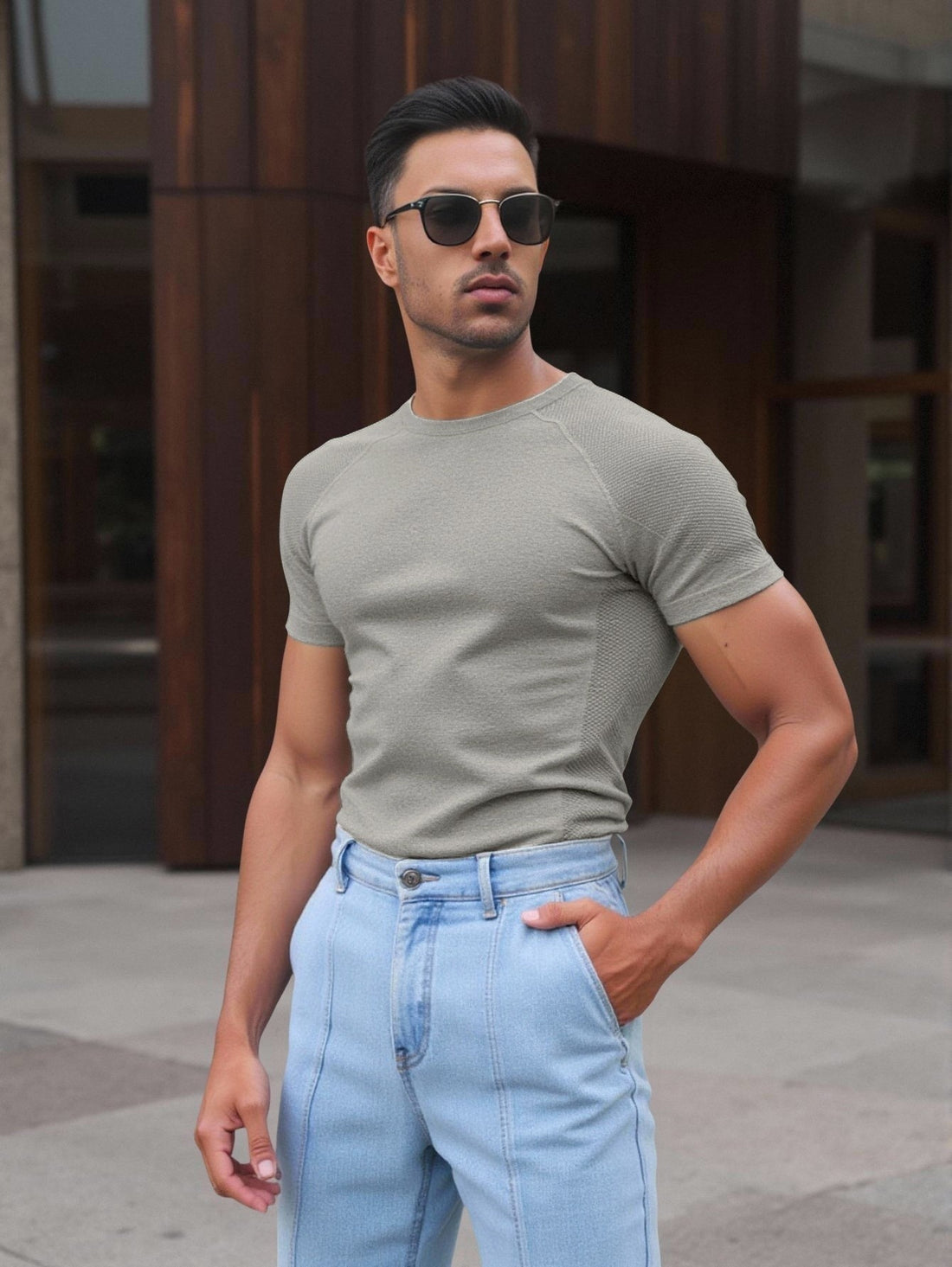 MOFEE Short Sleeve Yoga Tee FLV-DX775 in Black