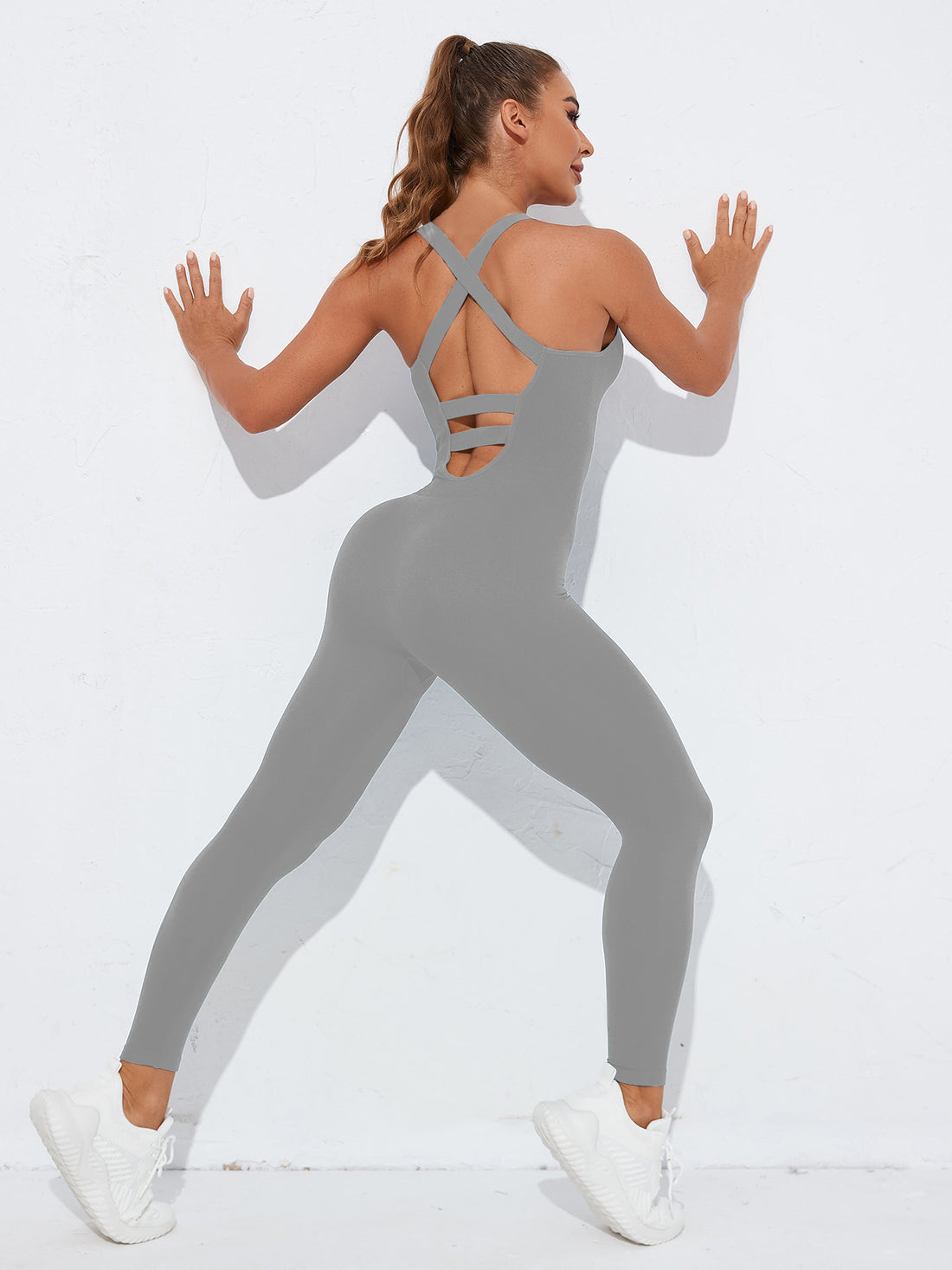 MOFEE One-Piece Yoga Bodysuit FLV-LT525 in Gray