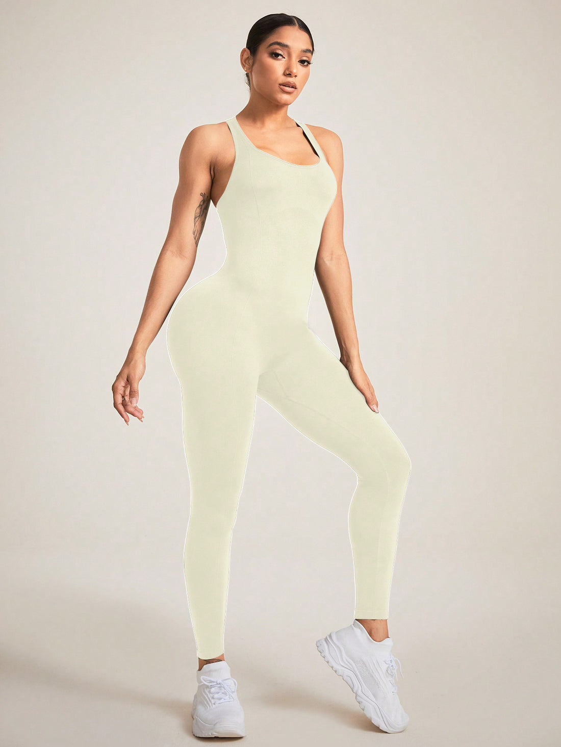MOFEE One-Piece Yoga Bodysuit FLV-LT525 in Off White