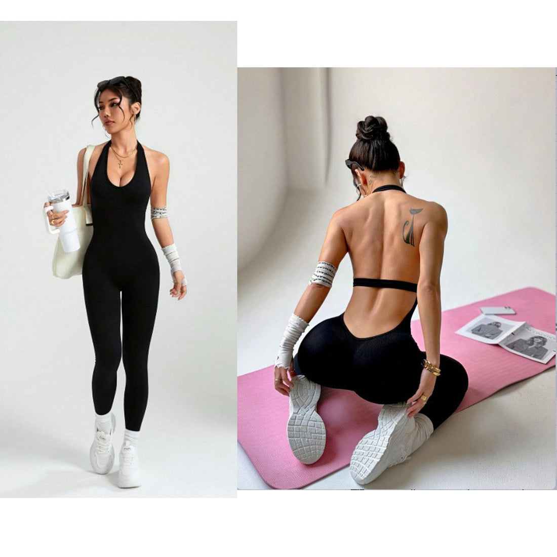 MOFEE One-Piece Yoga Bodysuit FLV-LT747 in Black