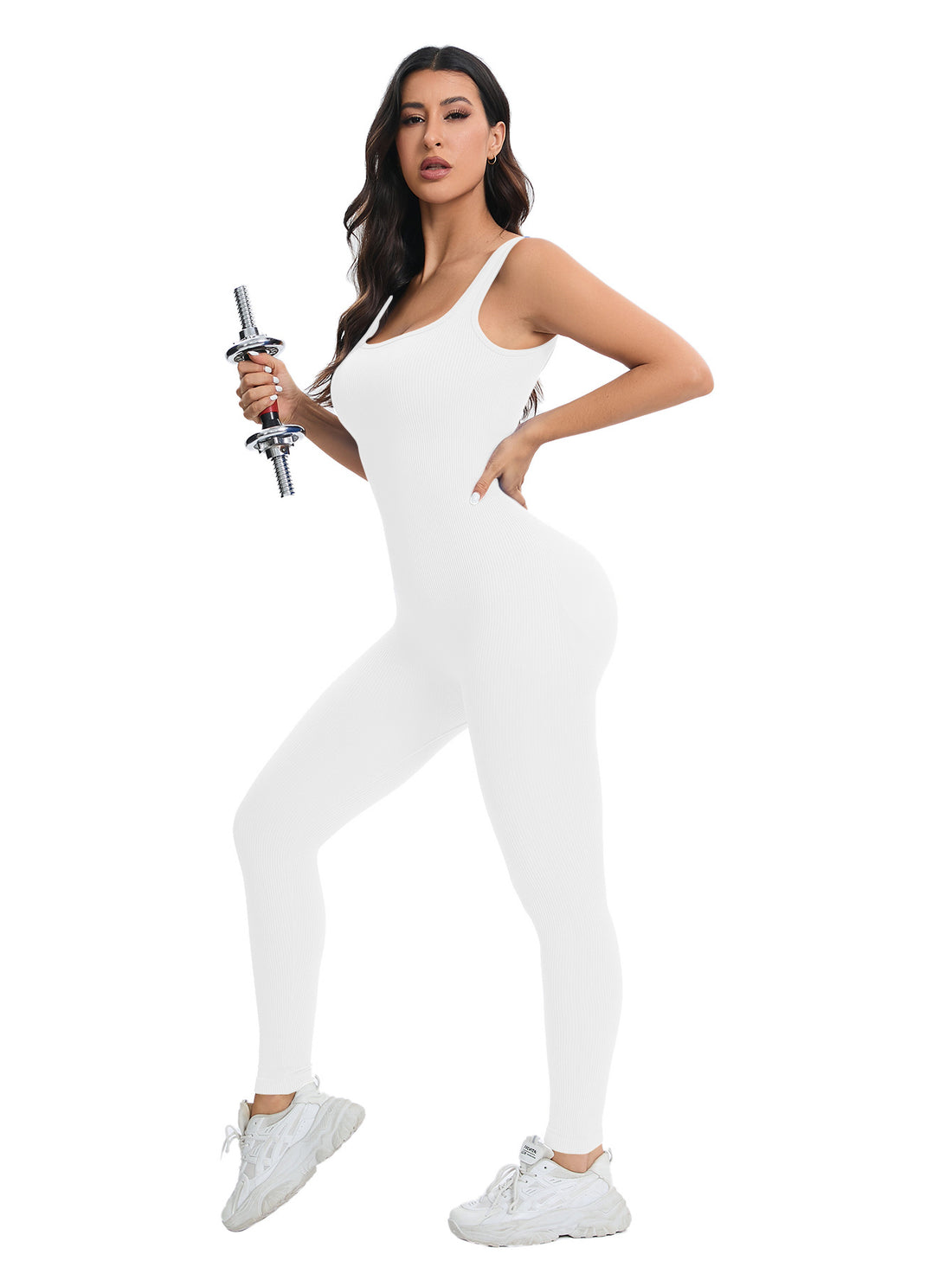 MOFEE One-Piece Yoga Bodysuit FLV-PJS100 in White