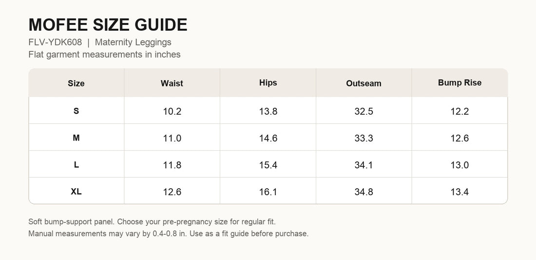 MOFEE Studio Training Short FLV-YDK608 size guide in inches
