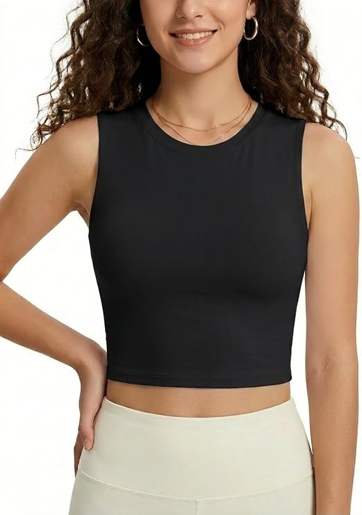 MOFEE Sculpt High-Neck Tank Top in Black