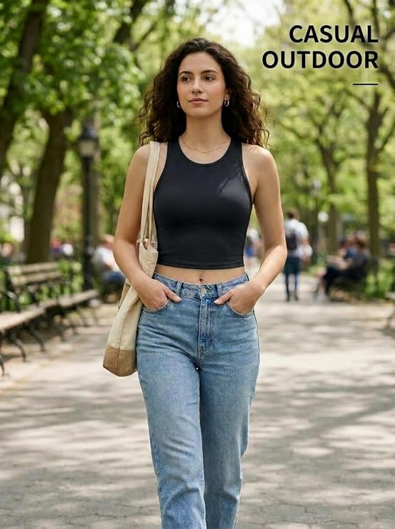 MOFEE Sculpt High-Neck Tank Top in Black