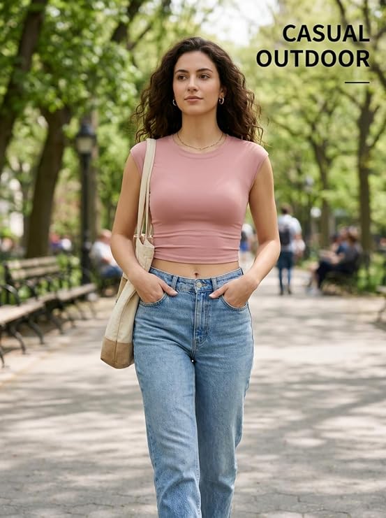 MOFEE Sculpt High-Neck Tank Top in Pink