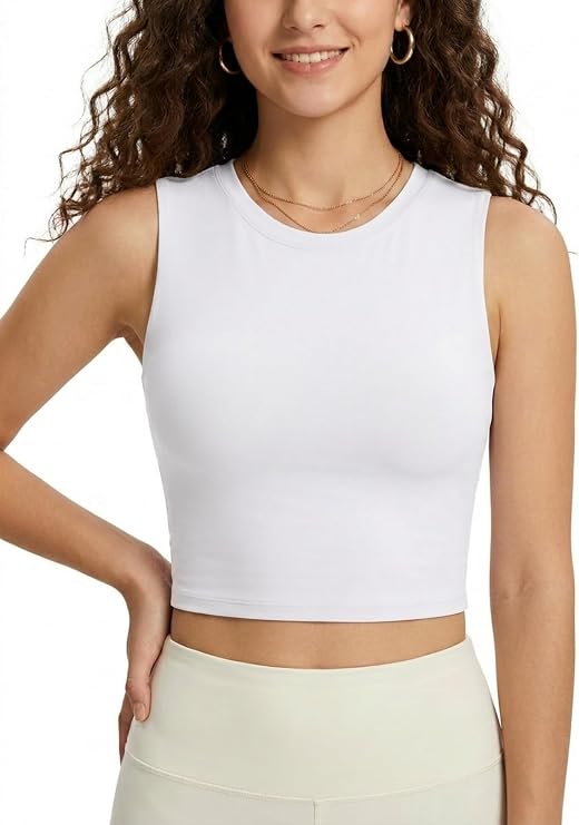 MOFEE Sculpt High-Neck Tank Top in White