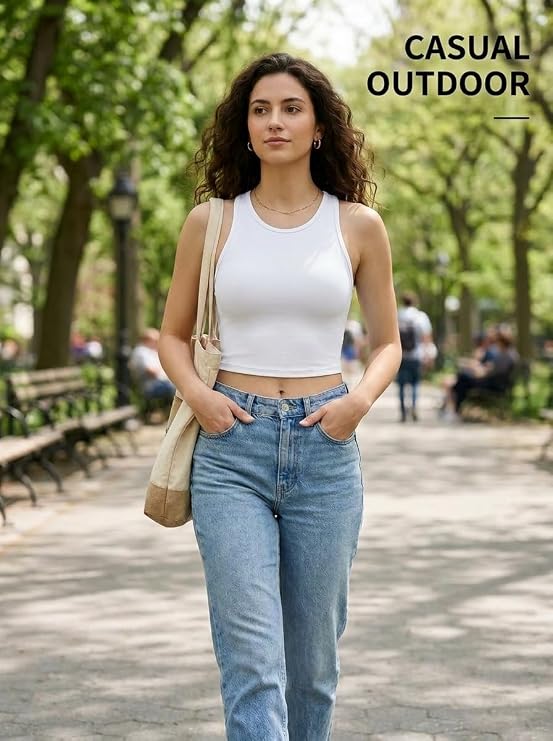 MOFEE Sculpt High-Neck Tank Top in White