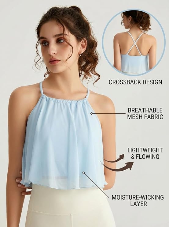 MOFEE Strappy Back Light-Support Sports Bra in Blue