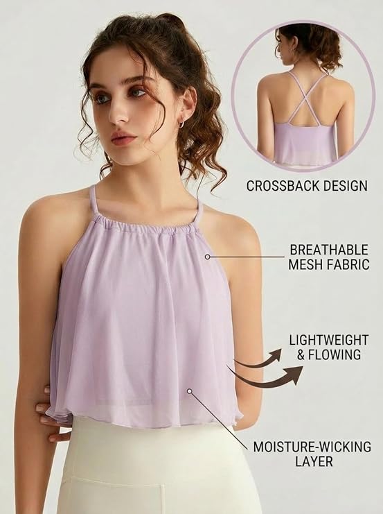 MOFEE Strappy Back Light-Support Sports Bra in Purple