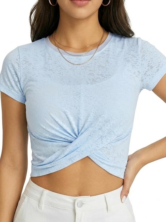 MOFEE Airy Short Sleeve Studio Tee in Blue