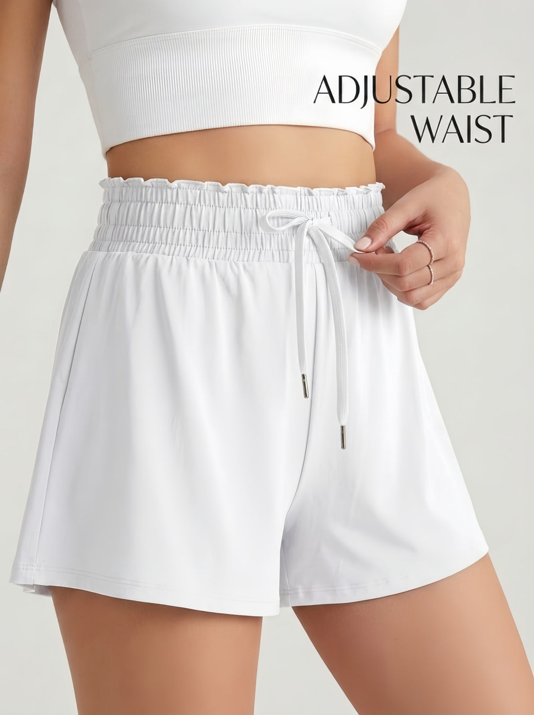 MOFEE Adjustable Waist Studio Shorts in White