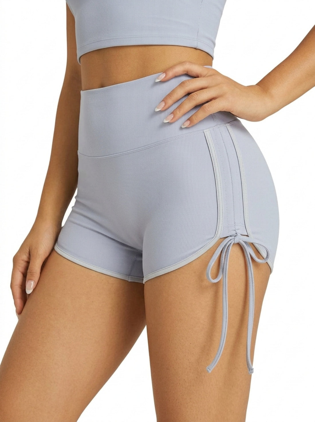 MOFEE Sculpt High-Waist Biker Shorts in Soft Gray