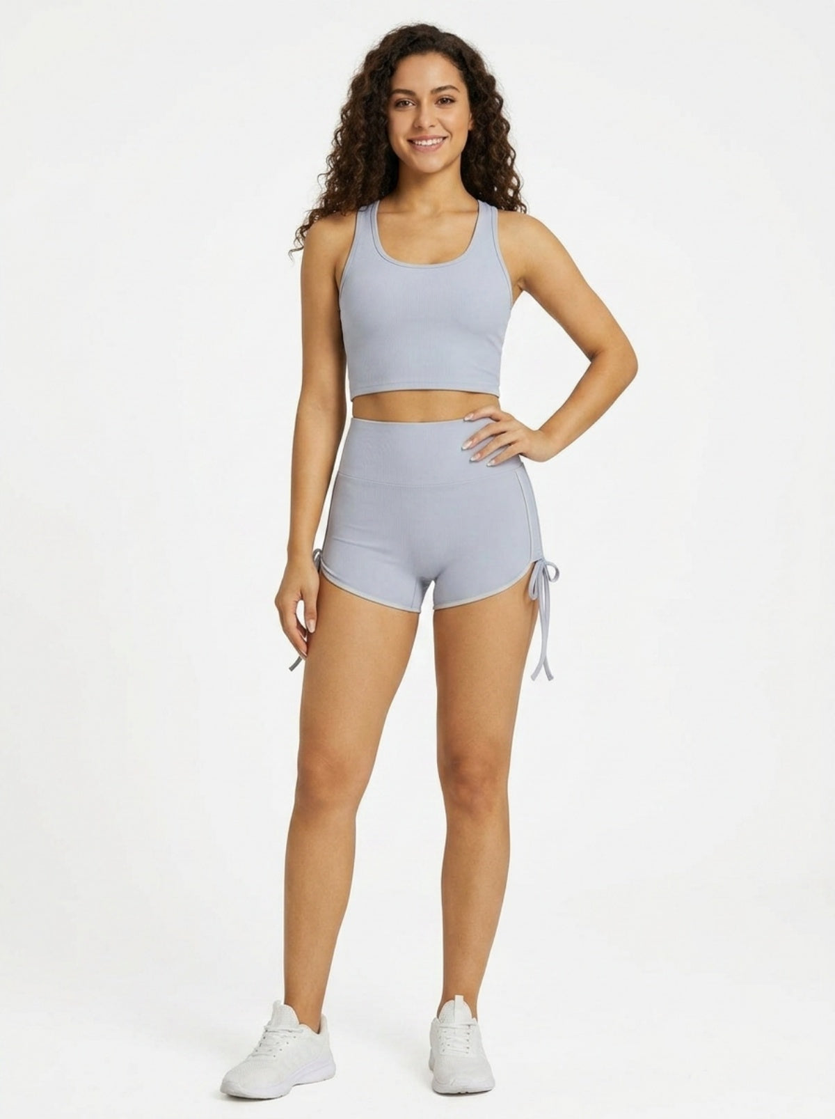 MOFEE Sculpt High-Waist Biker Shorts in Soft Gray