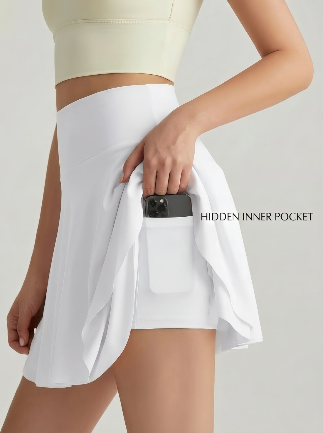 MOFEE Smooth High-Waist A-Line Skort in White