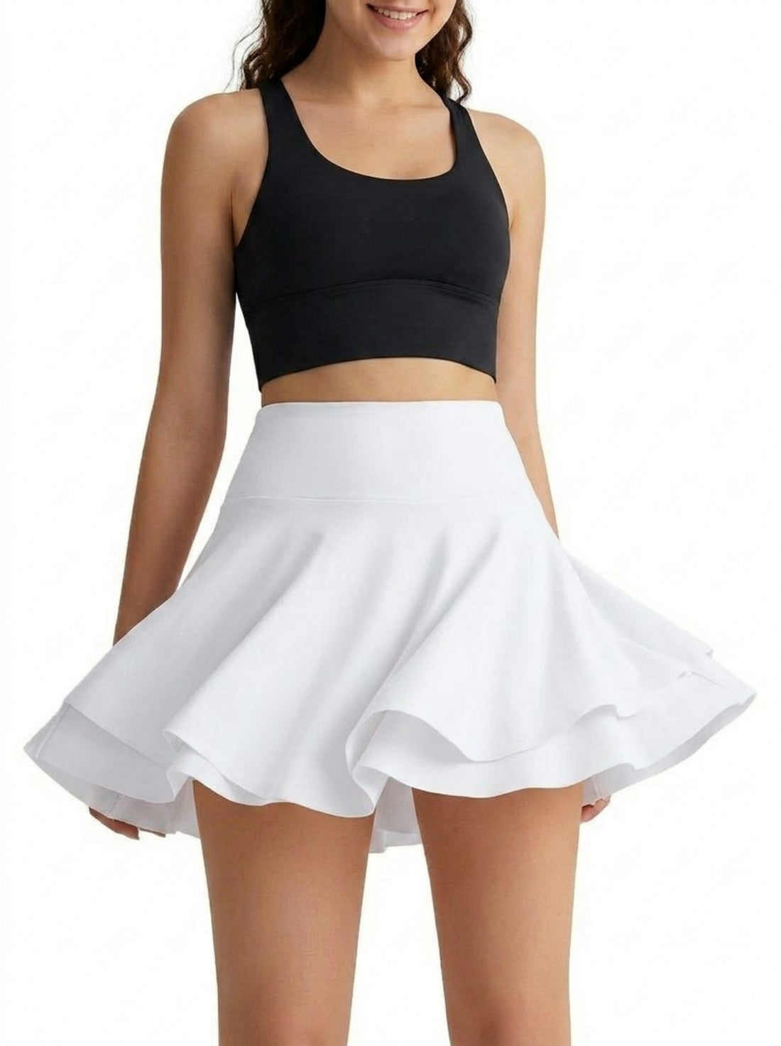 MOFEE Smooth High-Waist A-Line Skort in White