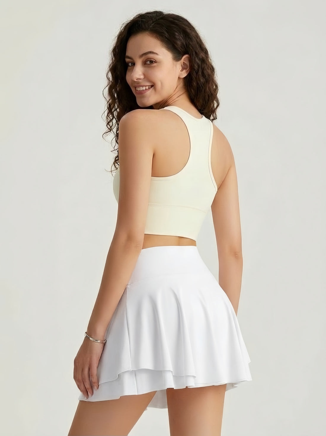 MOFEE Smooth High-Waist A-Line Skort in White