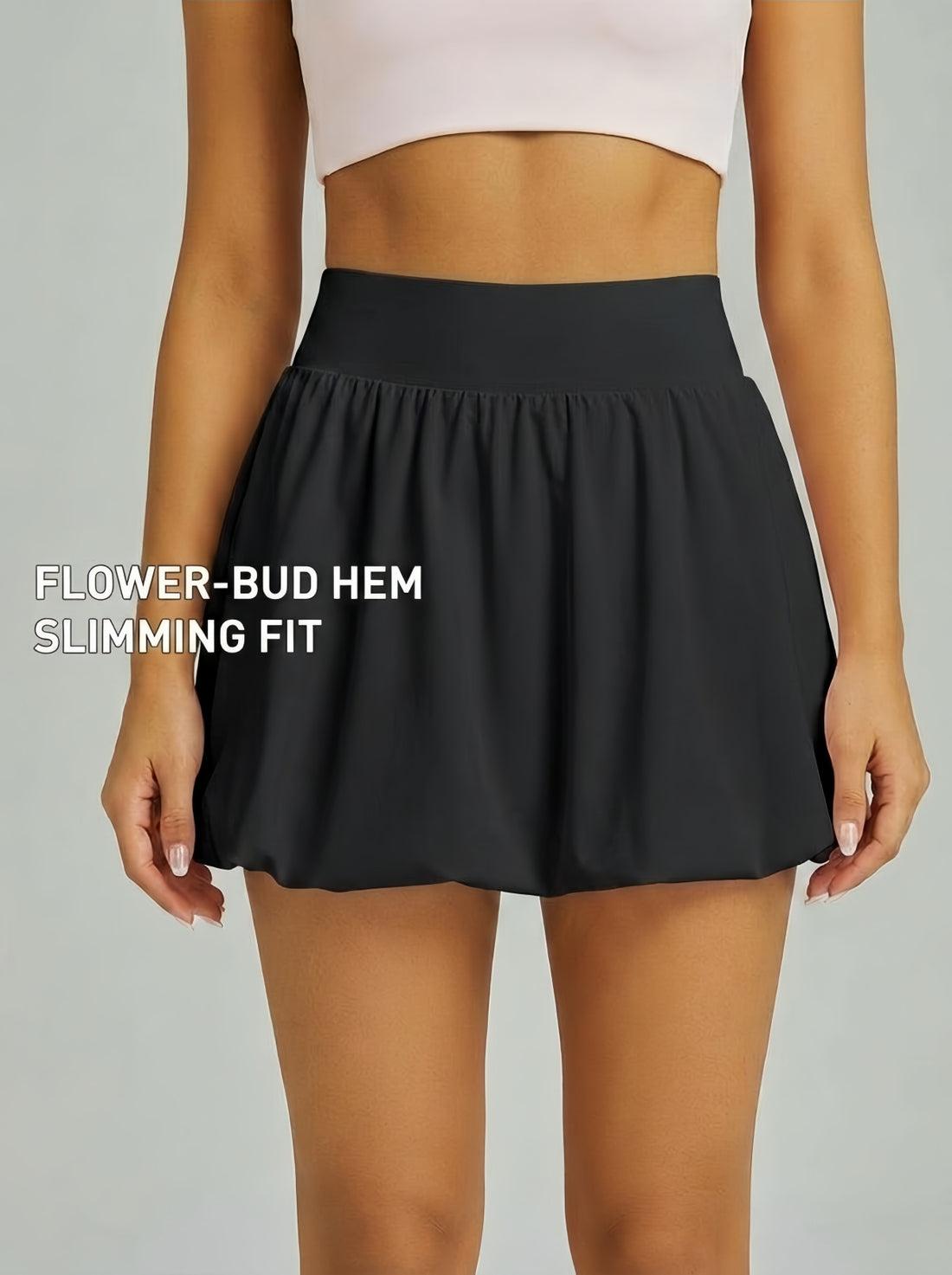 MOFEE Pleated High-Waist Tennis Skort in Black