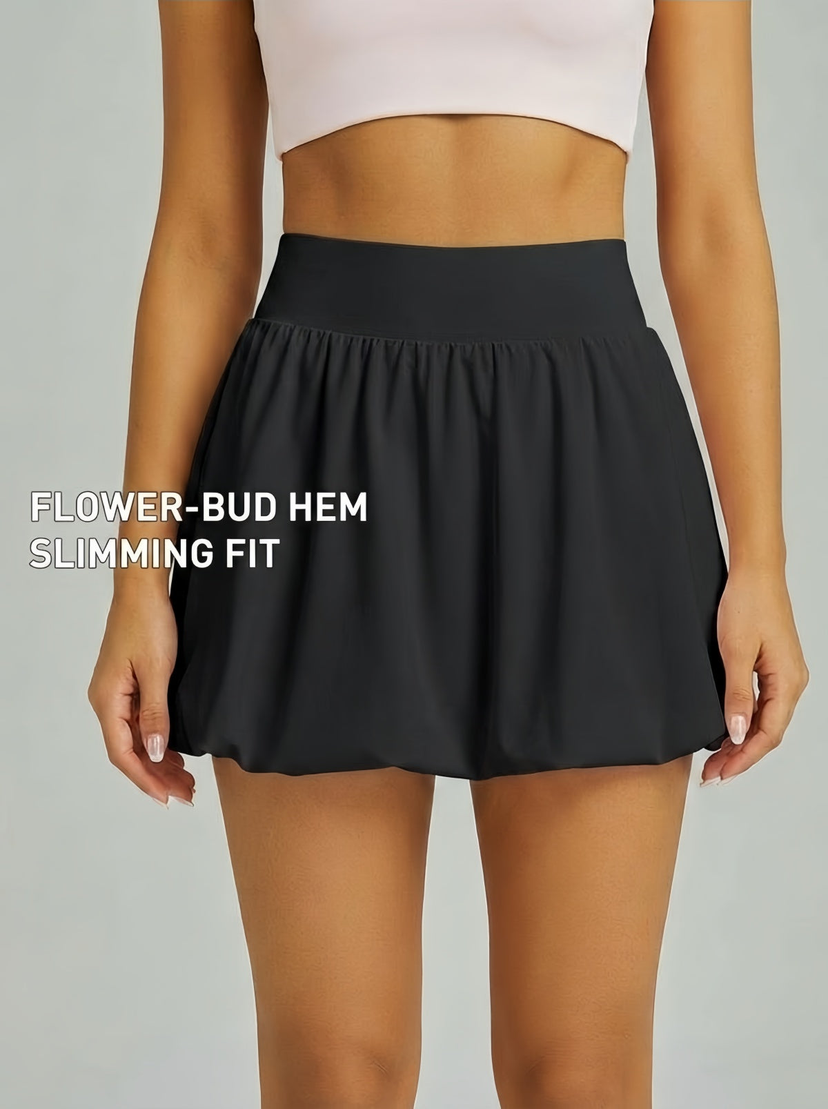MOFEE Pleated High-Waist Tennis Skort in Black