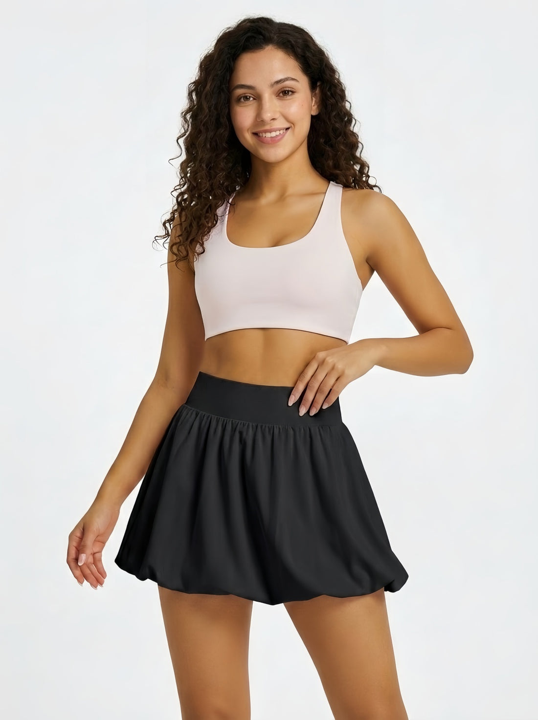 MOFEE Pleated High-Waist Tennis Skort in Black