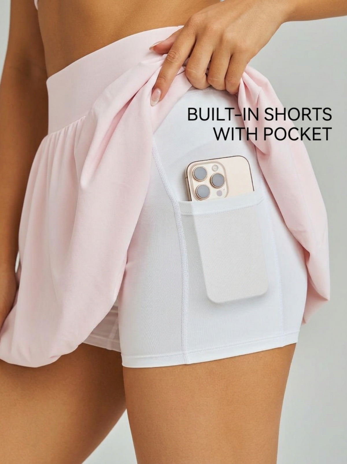 MOFEE Pleated High-Waist Tennis Skort in Pink