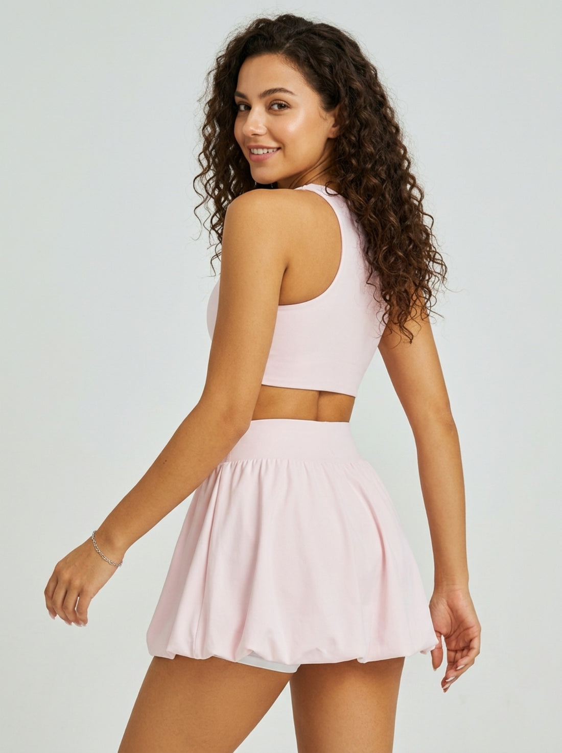 MOFEE Pleated High-Waist Tennis Skort in Pink