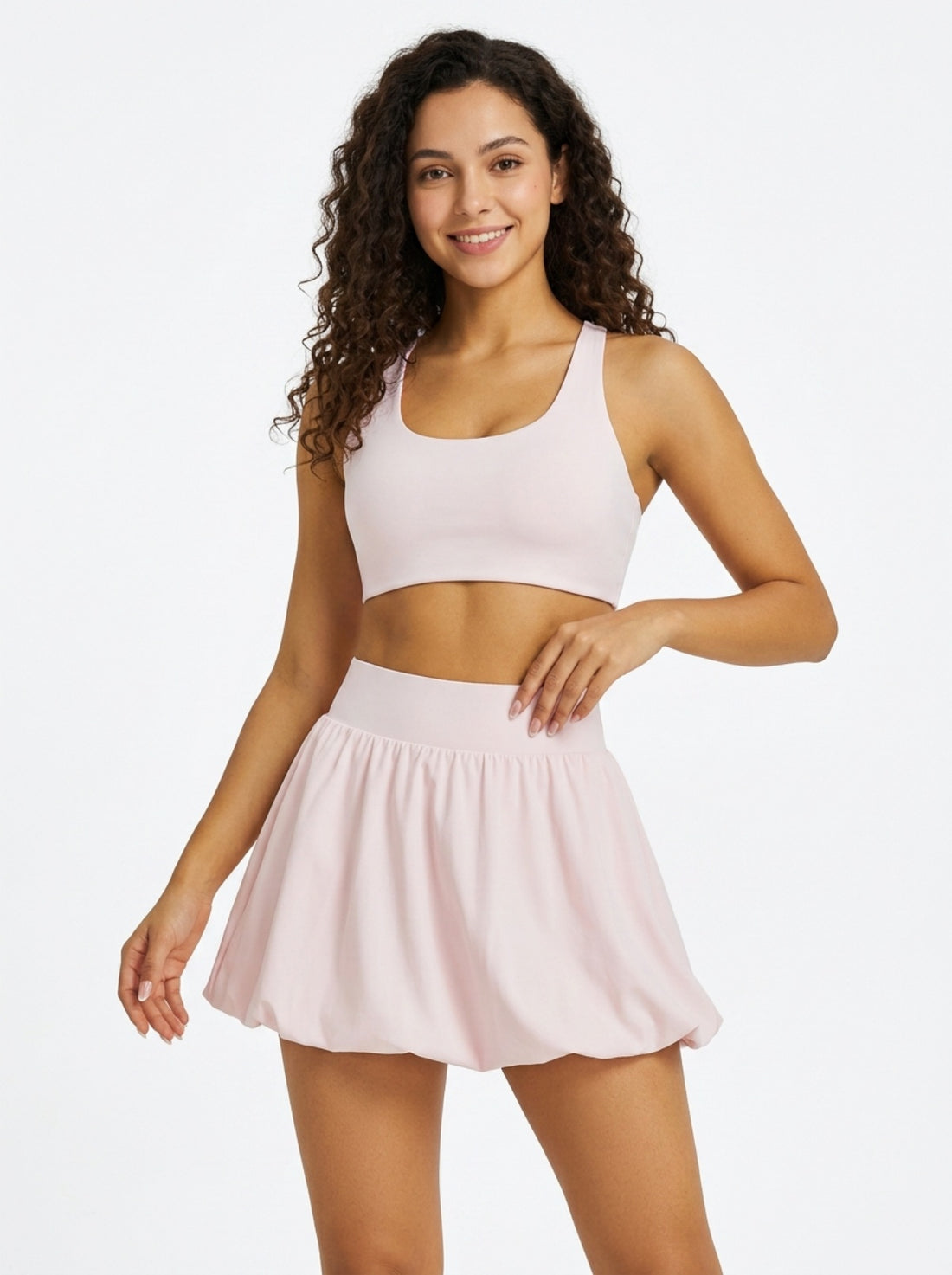 MOFEE Pleated High-Waist Tennis Skort in Pink