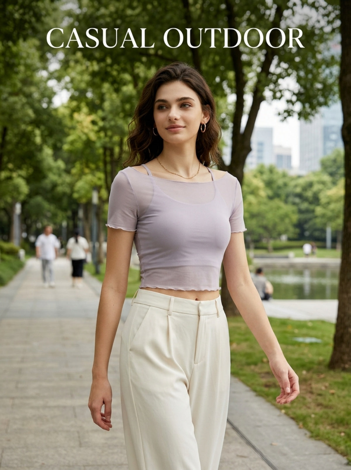 MOFEE Sheer Mesh Short Sleeve Cover-Up Top in Purple
