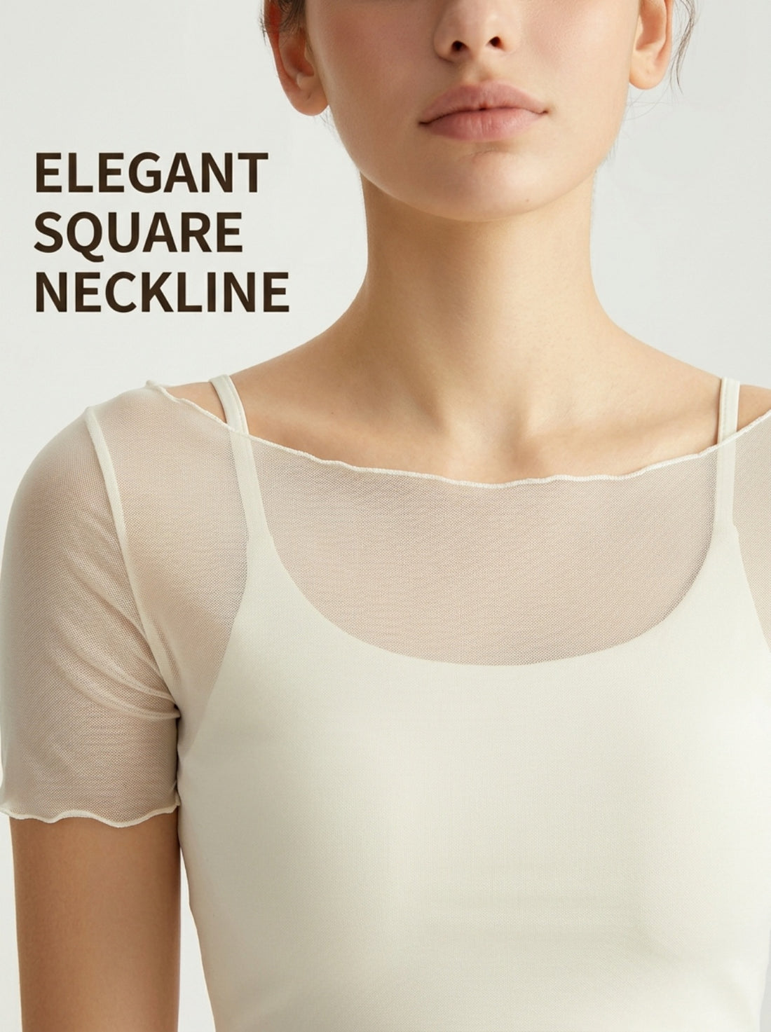 MOFEE Sheer Mesh Short Sleeve Cover-Up Top in White