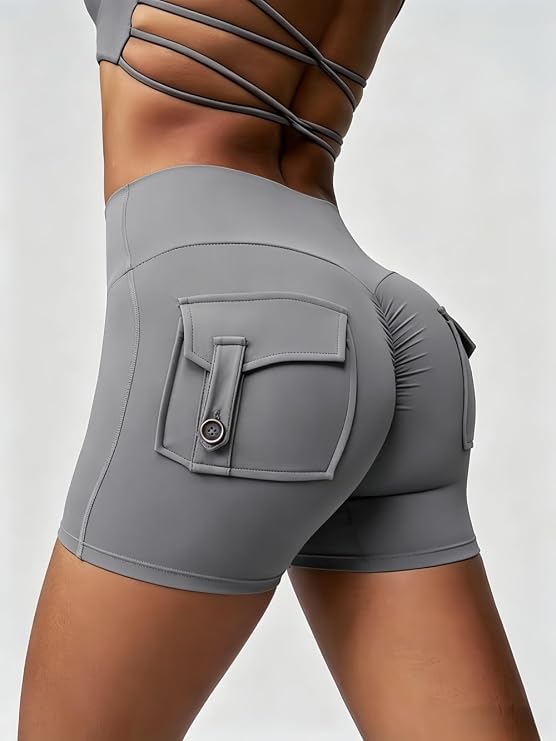 MOFEE Crisscross Back High-Waist Legging in Soft Gray