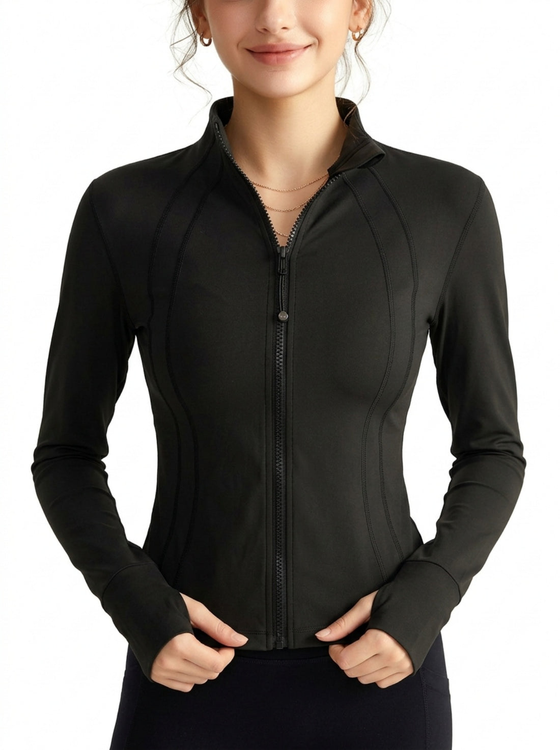 MOFEE Lightweight Zip-Front Training Jacket in Black