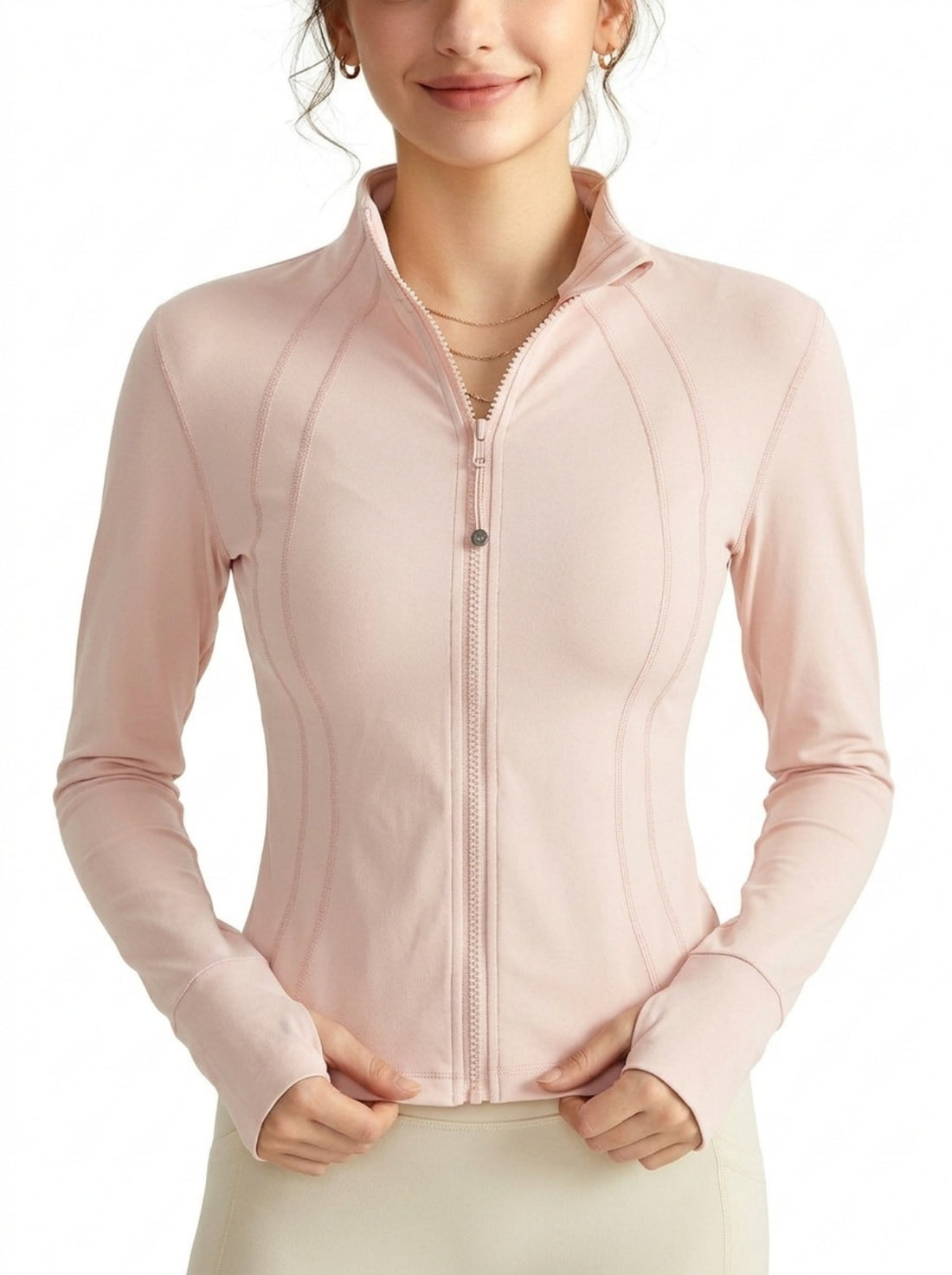 MOFEE Lightweight Zip-Front Training Jacket in Pink