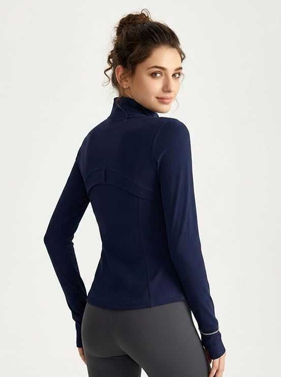 MOFEE Mock Neck Zip-Front Training Jacket in Blue