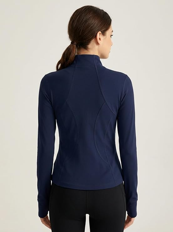 MOFEE Mock Neck Zip-Front Training Jacket in Blue