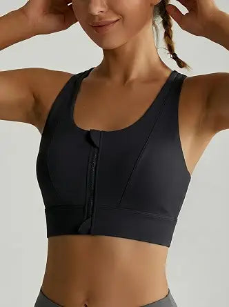 MOFEE Scoop Neck Longline Sports Bra in Black