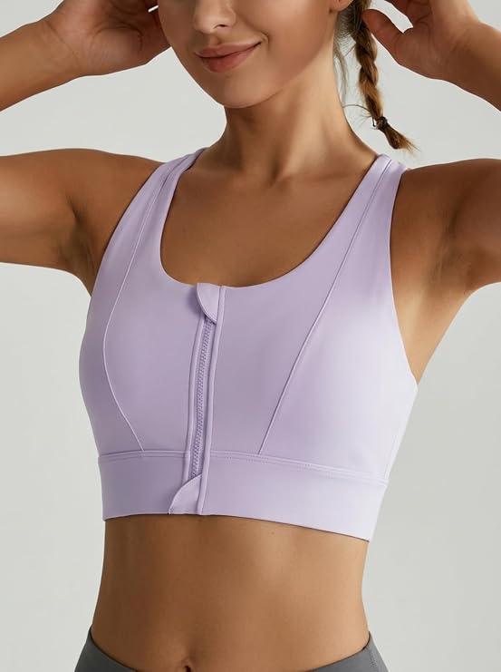 MOFEE Scoop Neck Longline Sports Bra in Purple