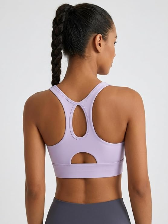 MOFEE Scoop Neck Longline Sports Bra in Purple
